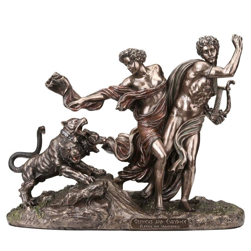 9.25 inches Width Cold Cast Bronze Orpheus and Eurydice Fleeing the Underworld Bronze Finish Figurine