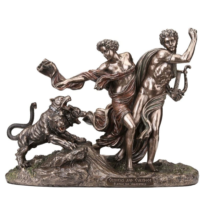 9.25 inches Width Cold Cast Bronze Orpheus and Eurydice Fleeing the Underworld Bronze Finish Figurine