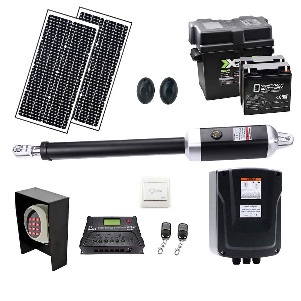ALEKO Full Solar Kit Gate Operator Opener for Single Swing Gates up to 1100 lbs