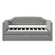 preview thumbnail 10 of 8, Gray Twin Upholstered Daybed Button Tufting Frame Sofa Bed with Trundle and Silver Nail Head Trim, Curved Arms for Guest Room