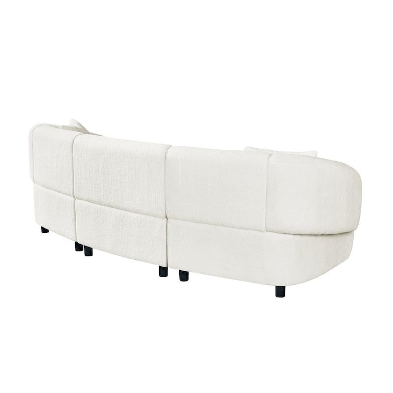 Christopher Knight Home - Hulk Curved Boucle 3-Seat Sofa with Sturdy Wooden Frame