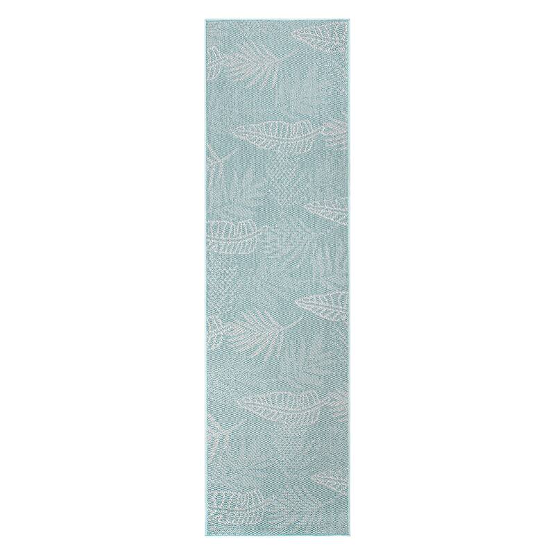 Contemporary Floral Leaves Indoor/Outdoor Flatweave Waterproof Backyard Patio Area Rug