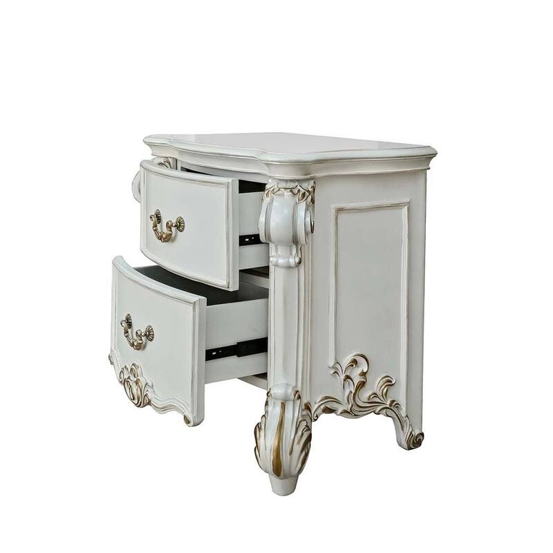 2 Drawers Nightstand with Oversized Scrolled Leg