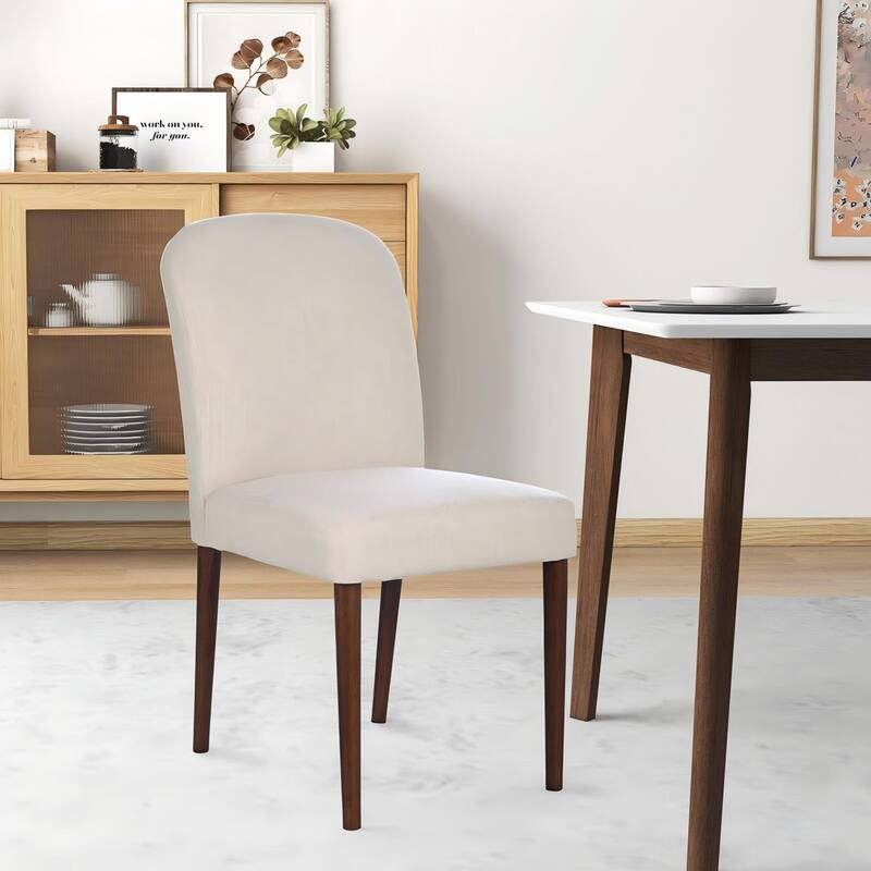 GDFStudio - Capri Modern Fabric Dining Chair with Solid Wood Frame & Linen Blend Upholstered Padded Seat, Set of 2 - 24.6"