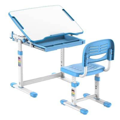 Mount-It! Height Adjustable Kid's Desk Set with Chair Blue