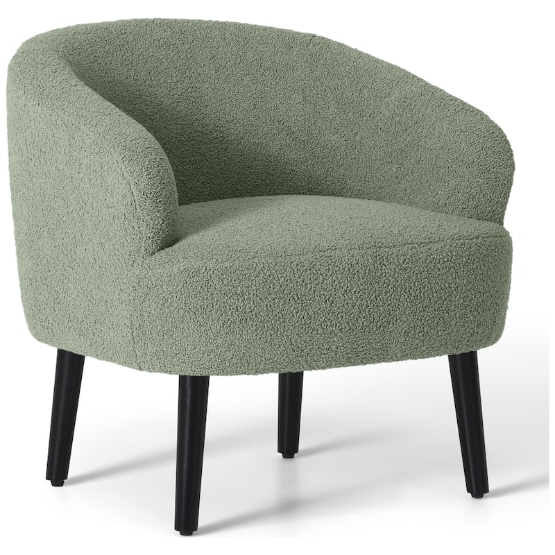 Bayville Sherpa Polyester Upholstered Barrel Chair - Faux Shearling