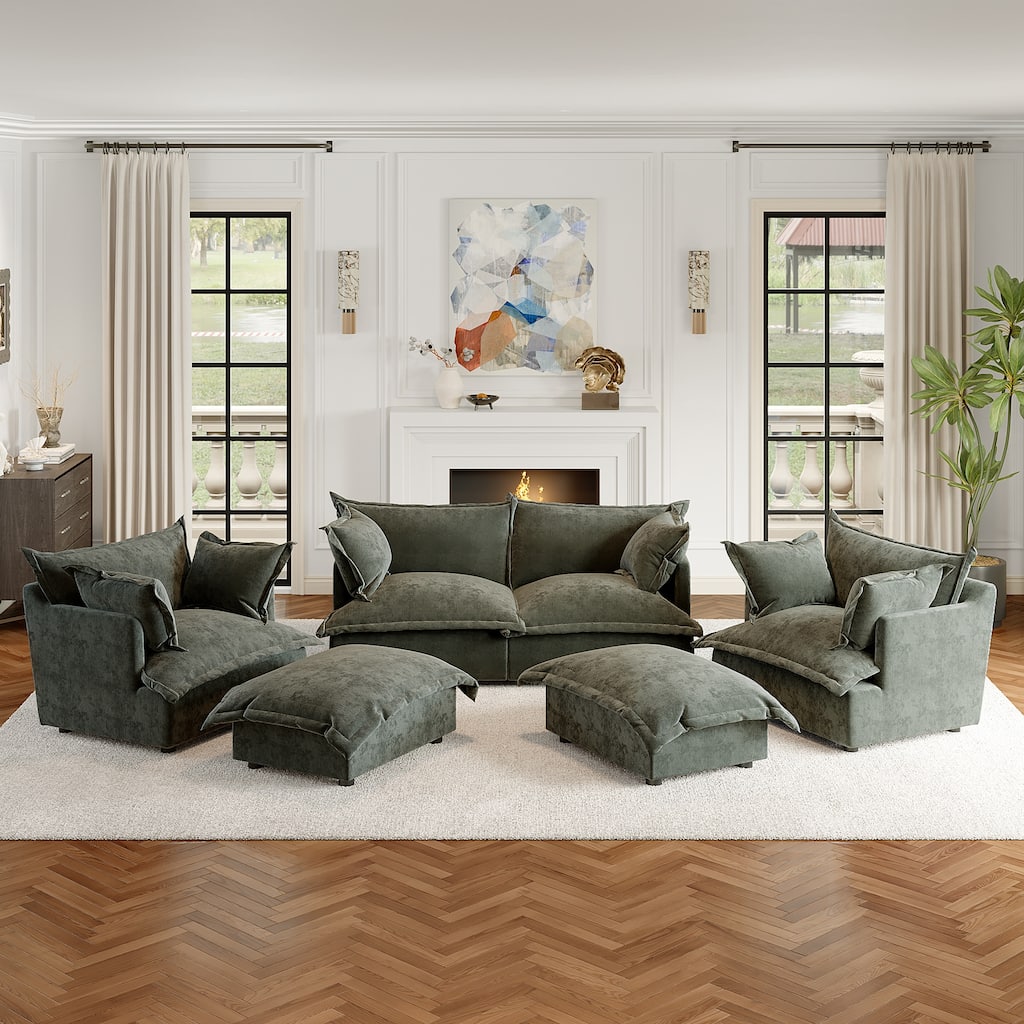 6-Piece Chenille Cloud Modular Living Room Set