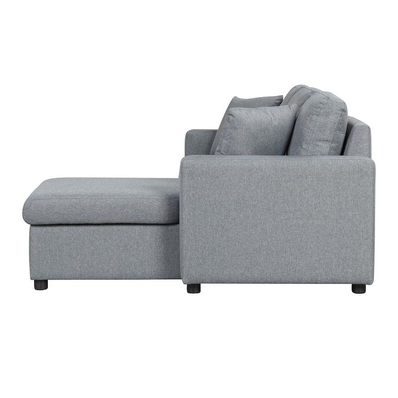 87.44" Upholstery Sectional Sofa Sleeper with Storage Space, 2 in 1 Pull-Out Sofa Bed