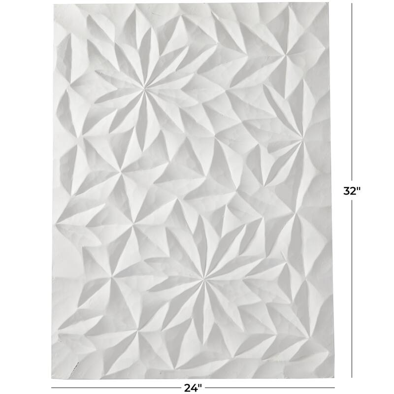 CosmoLiving by Cosmopolitan White Wooden Handmade Carved Dimensional Abstract Panel Geometric Home Wall Decor