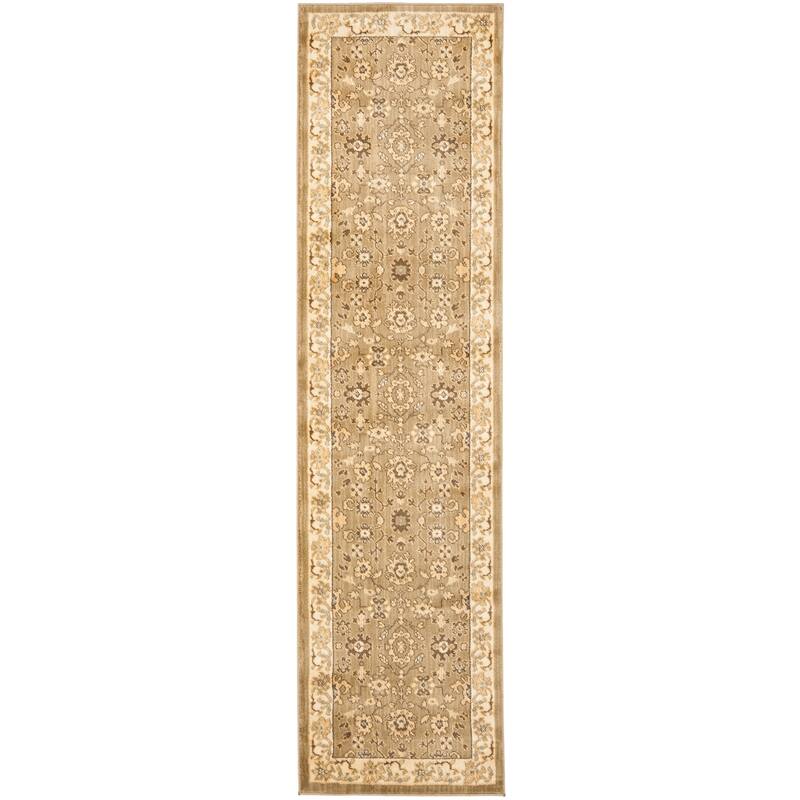 SAFAVIEH Heirloom Quinn Traditional Oriental Rug - 2' x 10' Runner - Green/Creme