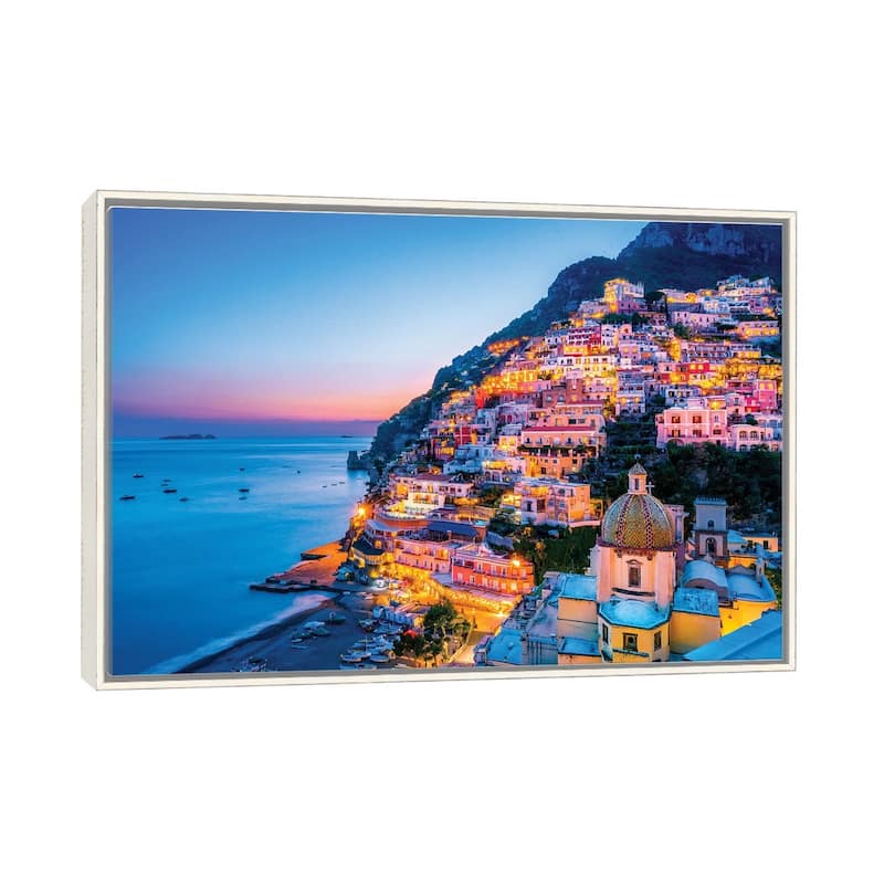 "Positano, Church Santa Maria Assunta Sunset " by Susanne Kremer Framed