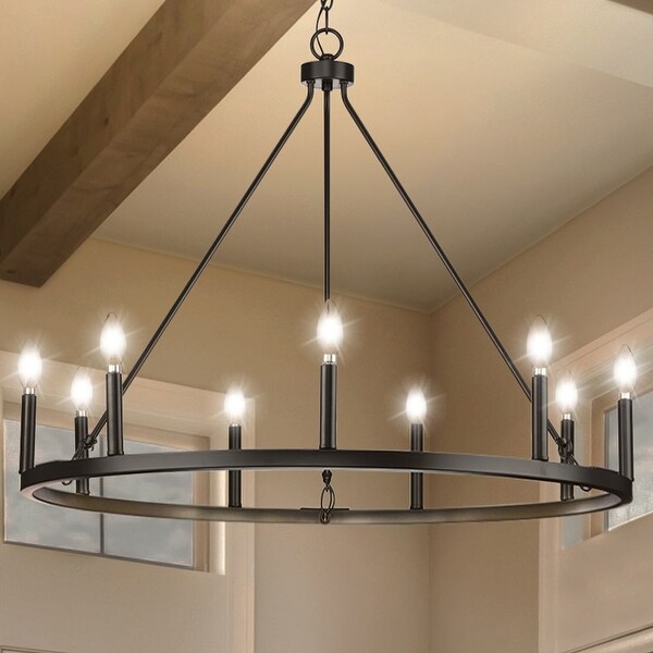 Luxury Modern Farmhouse Chandelier 26.5H x 35.5W with Traditional Style Matte Black UHP4605 by Urban Ambiance 26 1 2 H x 35 1 2 W x 35 1 2 D