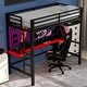 preview thumbnail 53 of 64, Twin/Full Size Gaming Loft Bed with Bulit-in Desk and LED Lights, Metal Loft Bedframe with Ladder and Guardrails for Kids
