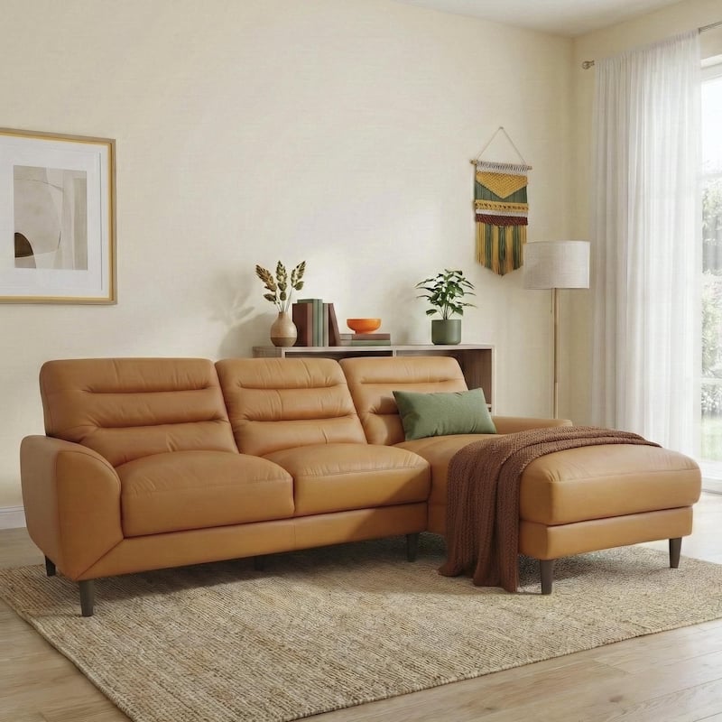 Chandler Genuine Leather Sectional Sofa with Padded Arms