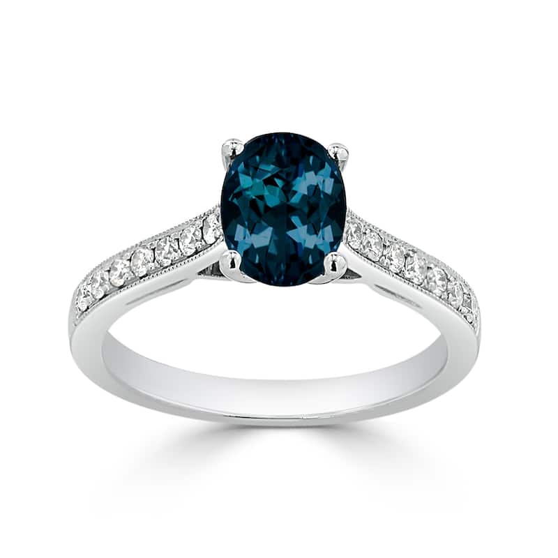 Auriya 1 1/5ct Fancy Oval London Blue Topaz and Diamond Engagement Ring 1/4ctw 14k Gold