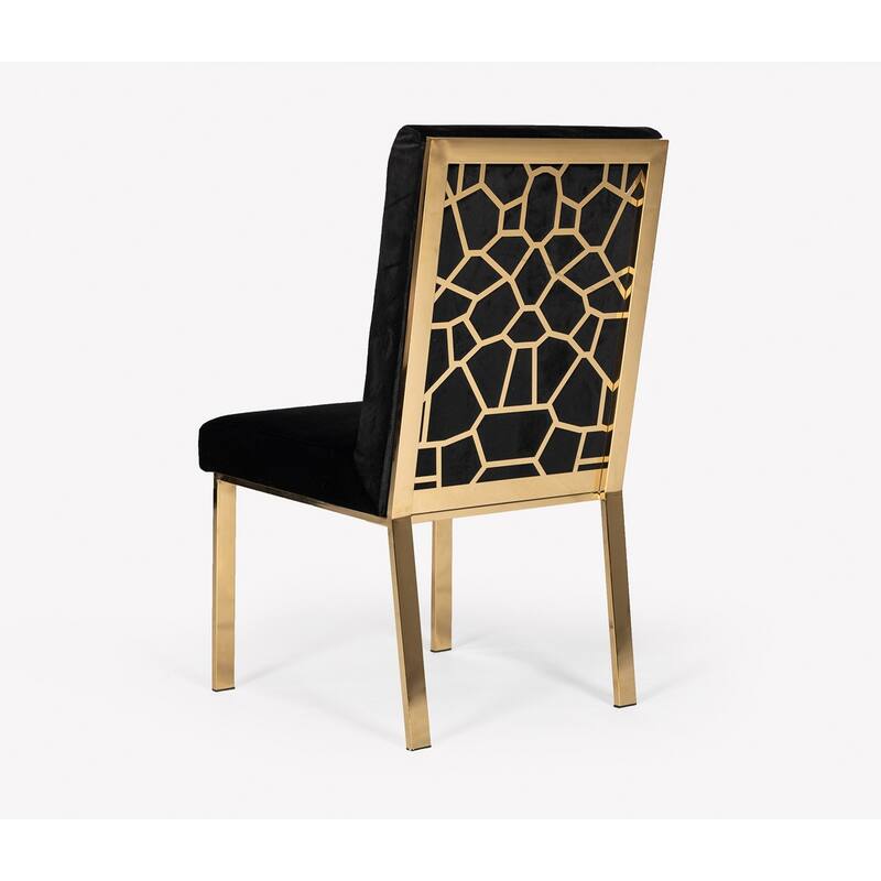 Modrest Reba Modern Black Velvet & Gold Dining Chair (Set of 2)
