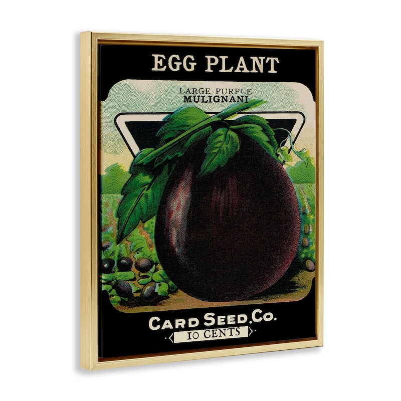 Stupell Vintage Garden Eggplant Framed Floater Canvas Wall Art Design By Lil' Rue