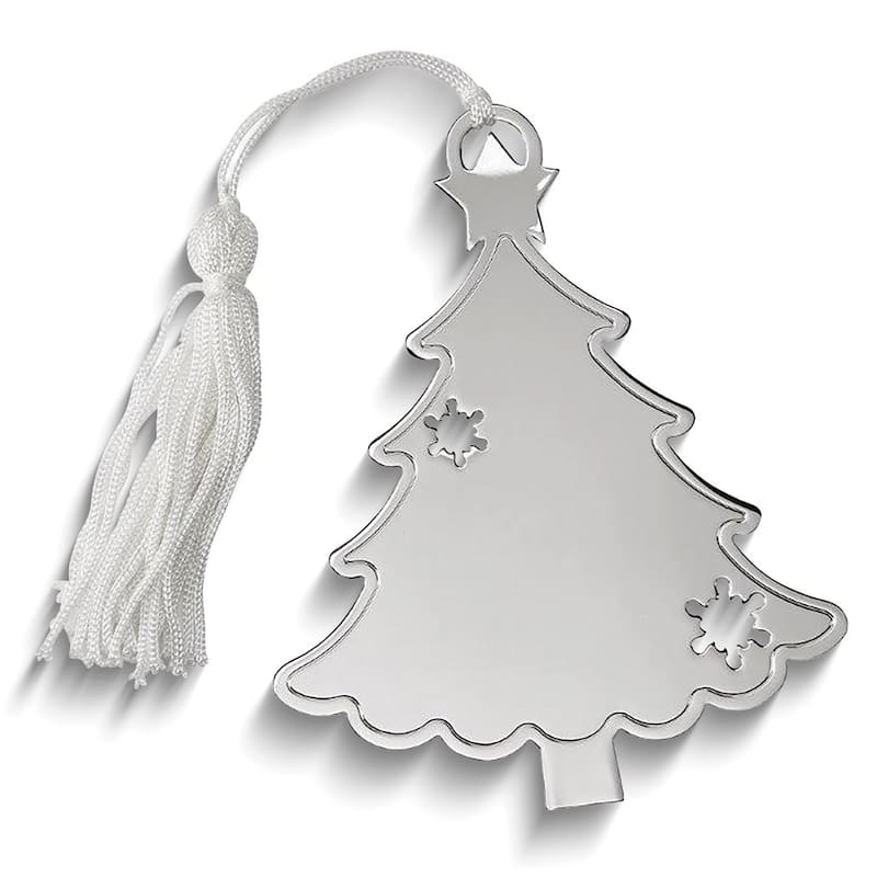 Curata Nickel-Plated White Tassel Engraveable Tree Ornament