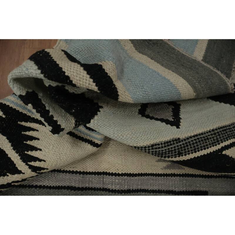 Hand Woven Oriental 100% Wool Carpet Southwestern Tribal Multi-Colored Kilim Area Rug - 10' 3'' X 8' 1''