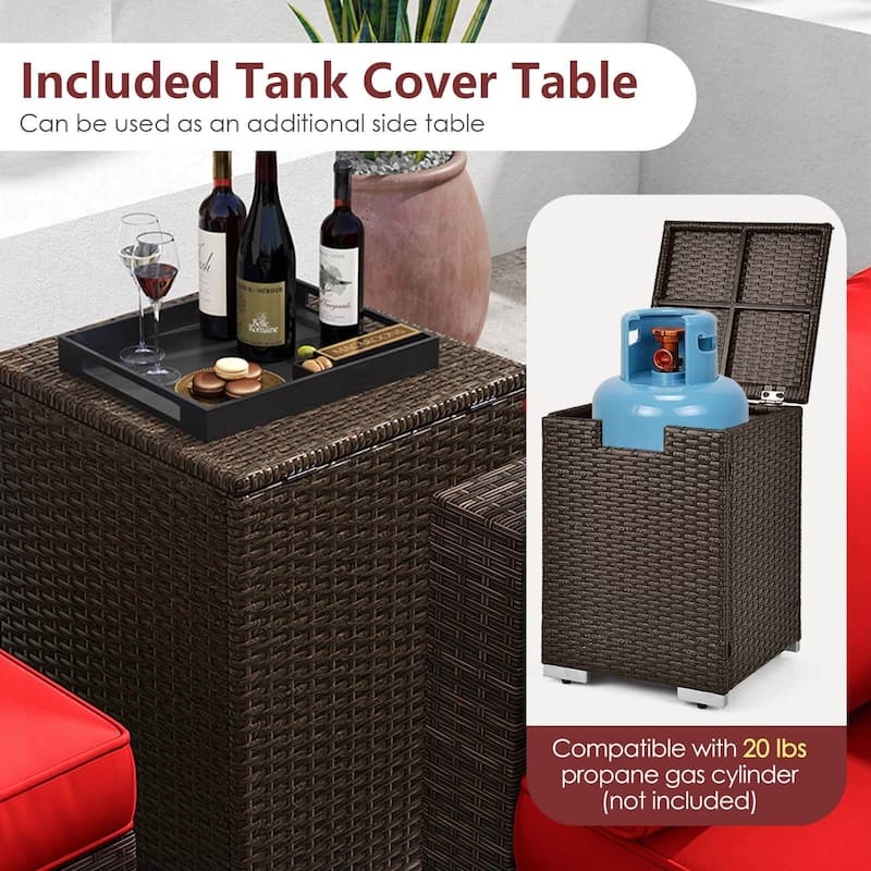 Costway 7 Pieces Outdoor Furniture Set with 32" Fire Pit Table and - See Details
