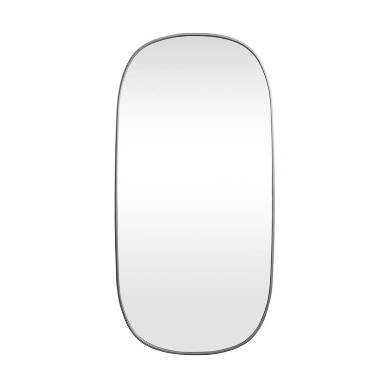Indigo Home Metal Frame Oval Mirror 30x60 Inch - Silver