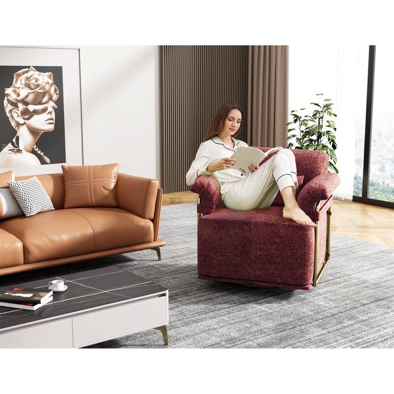 Upholstered 360 Degree Square Swivel Accent Sofa Chair