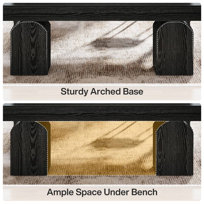 59" Dining Bench for 2 to 3 with Arched Base for Living Room - /