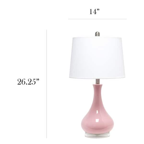 Elegant Designs Ceramic Tear Drop Shaped Table Lamp - Rose Pink - 14 ...