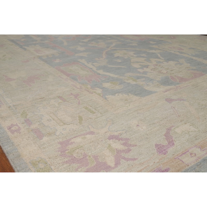 Oushak Turkish Rug Handmade Vegetable Dye Wool Carpet - 8'0" x 9'9" - 8'0" x 9'9" - Blue