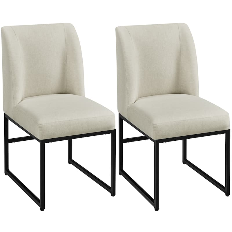 Yaheetech 2pcs Modern Upholstered Dining Chairs With Metal legs, Beige