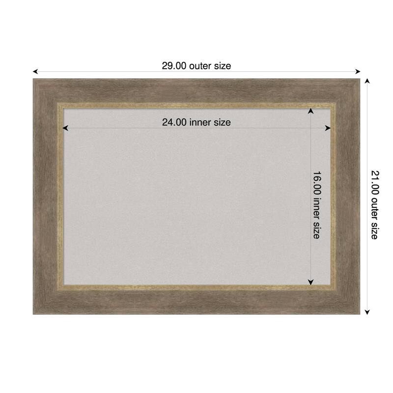 Driftwood Tan Wood Framed Cork Board - Bulletin Board, Organization Board, Pin Board - Grey - 29 x 21 in