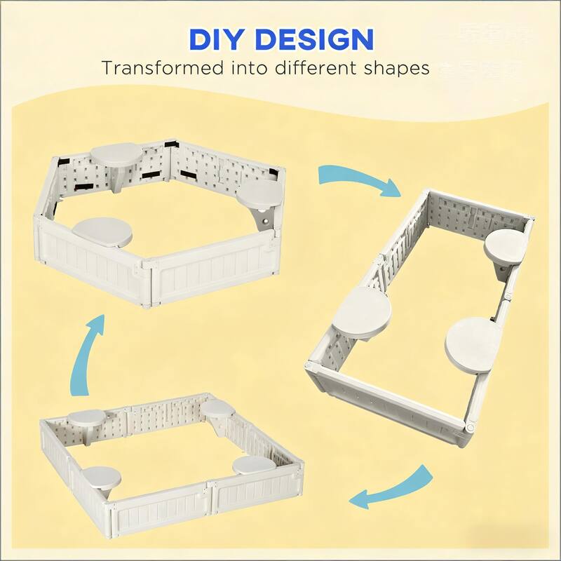 GDFStudio Outdoor Lior HDPE Kids Sandbox with Seats and Protective Cover