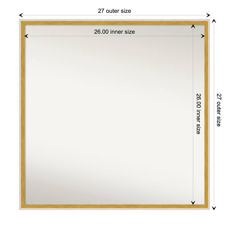 Paige Non-Beveled Wood Framed Bathroom Vanity Wall Mirror - Paige White Gold - Glass Size 26x26