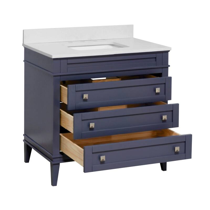 KitchenBathCollection Eleanor 36" Bathroom Vanity with Quartz Top