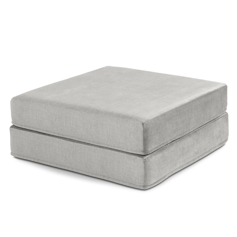 Jaxx Unsofa Modular Convertible Sectional Sofa with Fold Out King Sleeper Bed - Ottoman. - Performance Microvelvet Mouse Grey