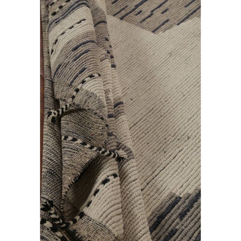 Moroccan Modern Area Rug Hand-Knotted Wool Carpet - 8'11"x 13'1"