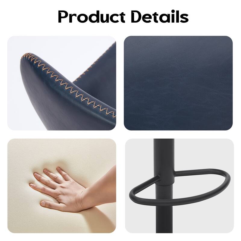 Adjustable Bar Stools Set of 2, Mid Century Modern Swivel Bar Stools, Industrial Bar Height Stools