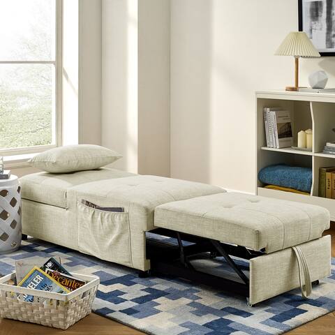 Folding Ottoman Sleeper Sofa Bed Work As Ottoman, Chair, Sofa Bed and Chaise Lounge