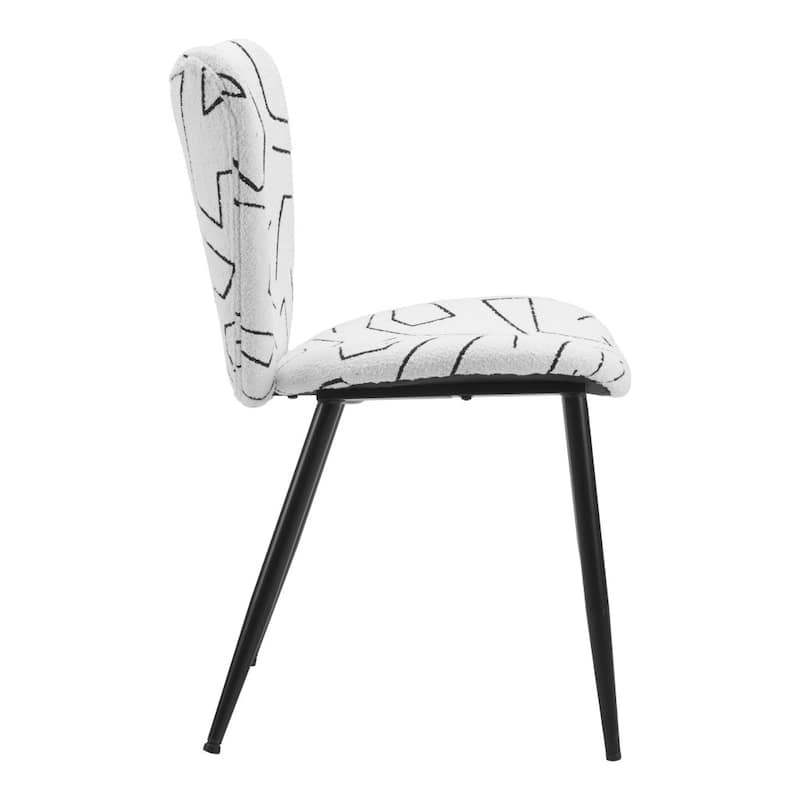 HomeRoots Set of Two White and Black Upholstered Faux Shearling Dining Side Chairs - 20' X '34.6' X '24