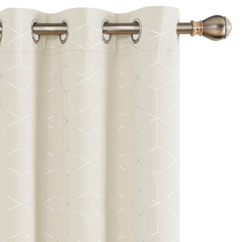 Deconovo Decorative Silver Diamond Curtains (2 Panel)