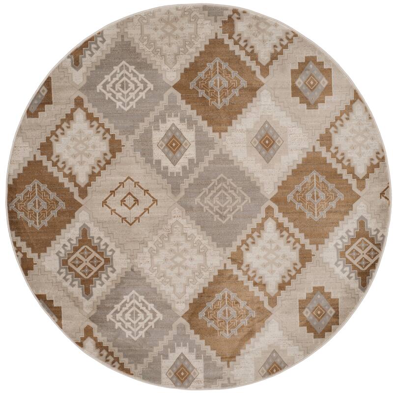 SAFAVIEH Vintage Distressed Boho Zella Oriental Rug - 6'7" Round - Cream/Camel