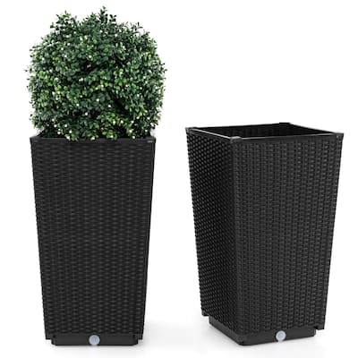 Costway 23" Tall Planters Set of 2 Rattan Wicker Plant Pot - See Details