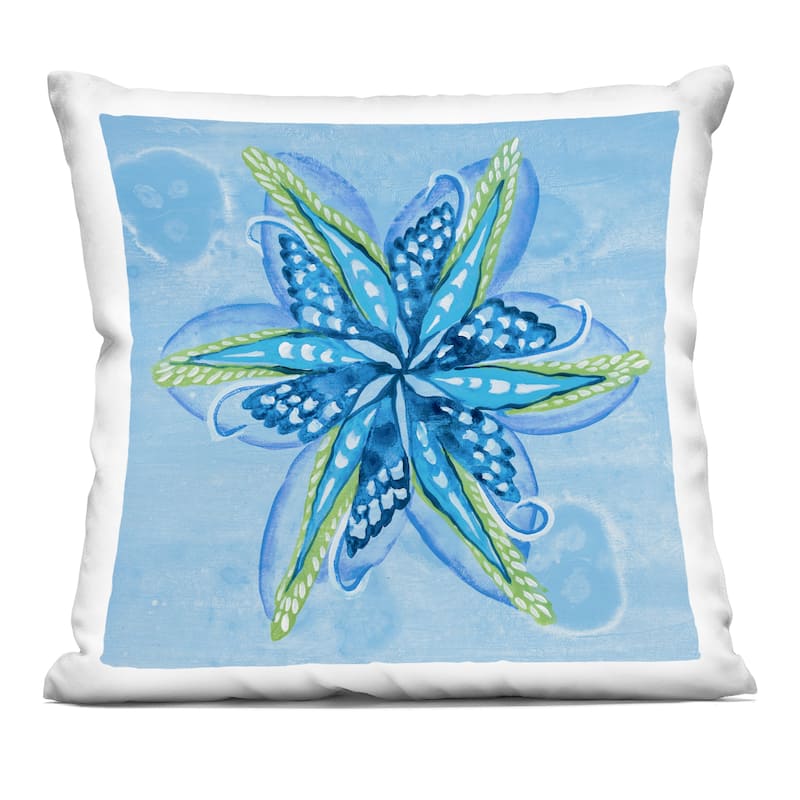 Stupell Star Shaped Abstract Flower Decorative Printed Throw Pillow Design by Liz Jardine - Accent - Polyester - Blue - Single