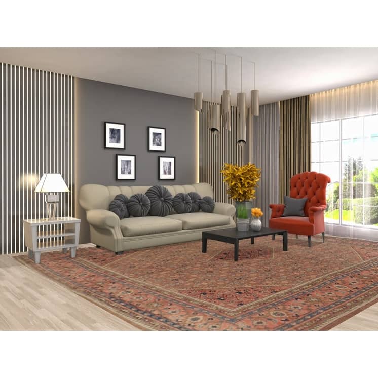 Brown & Pink Mahal Persian Vintage Rug Handmade Wool Carpet - 9'11"x 12'10"