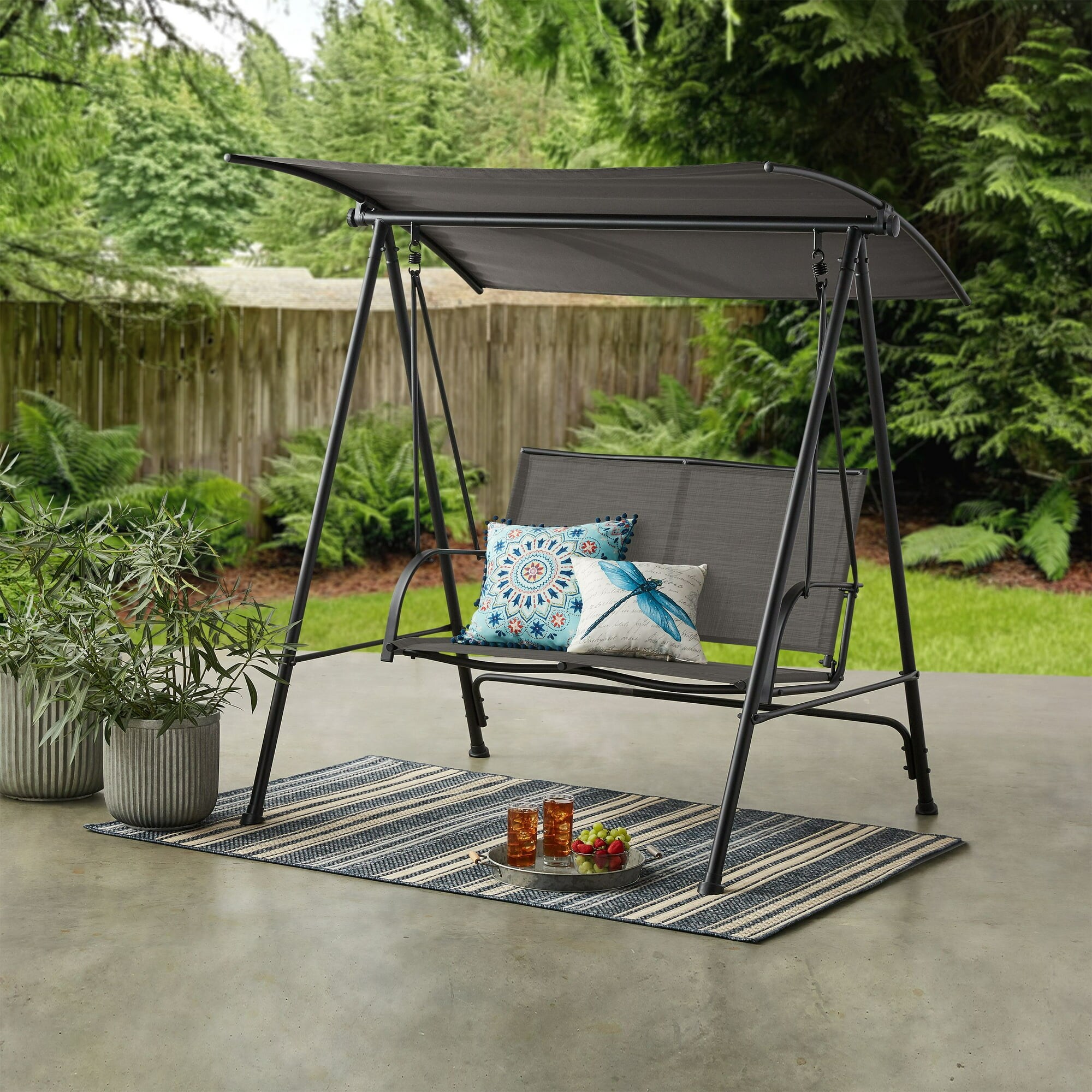 Two person swing with canopy on sale