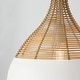 preview thumbnail 4 of 3, 1-Light Boho Pendant in Matte White with Handcrafted Natural Rattan