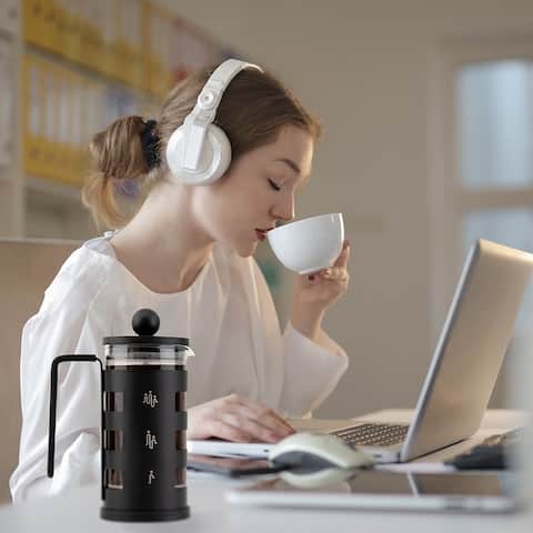 Stainless Steel Coffee Cup,Double Heat Resistant Glass Coffee Pot