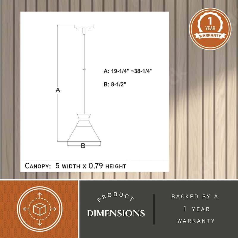 VAXCEL Harper 1-Light 8.5 in. Wide Natural Brass Gold Mid-Century Modern Mini Pendant with Clear Glass Cone Shade