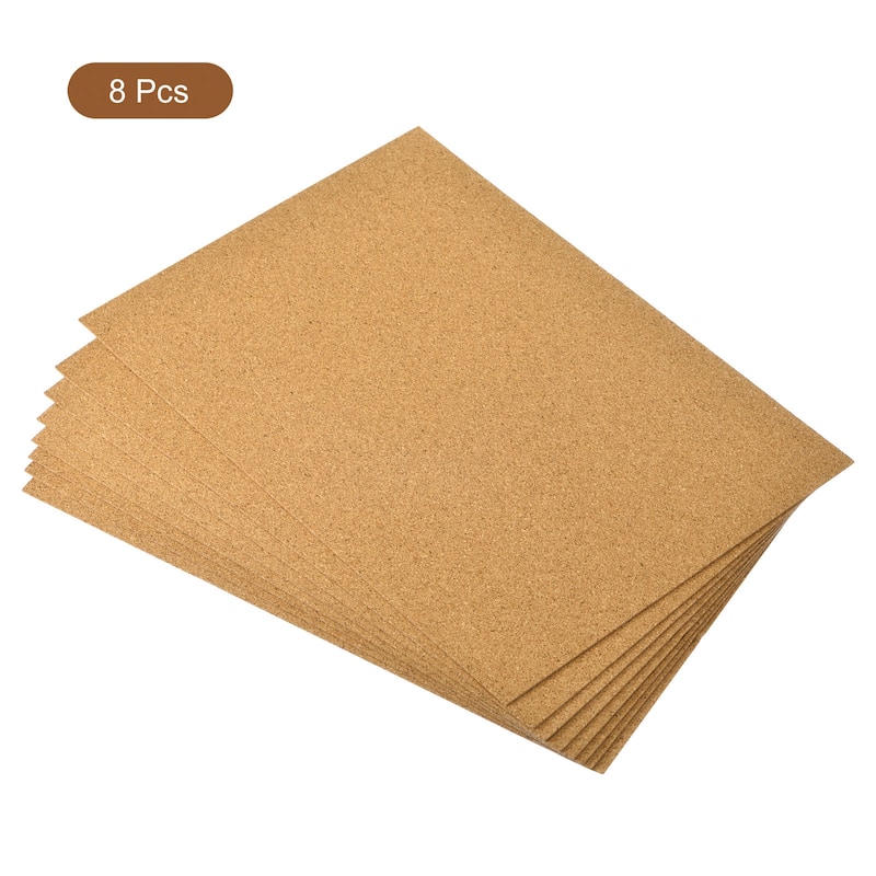 8pcs Self-Adhesive A4 Size Cork Sheets, 8.3" x 11.8" Cork Backing Sheets - Brown