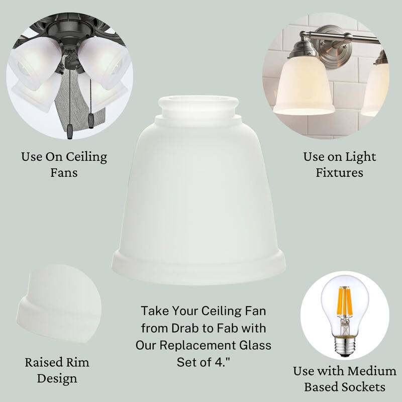 Ceiling Fan Light Covers: Clear Glass Shade Lamp Replacement Kit for Ceiling Fan Light Kits